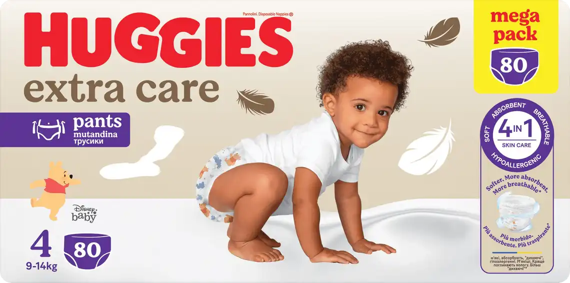Підгузники-трусики Huggies Extra Care DP Size 4 Mega Box 80 шт