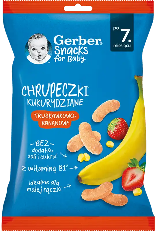 Палички кукурудзяні Gerber з полуницею та бананом для дітей 28 г
