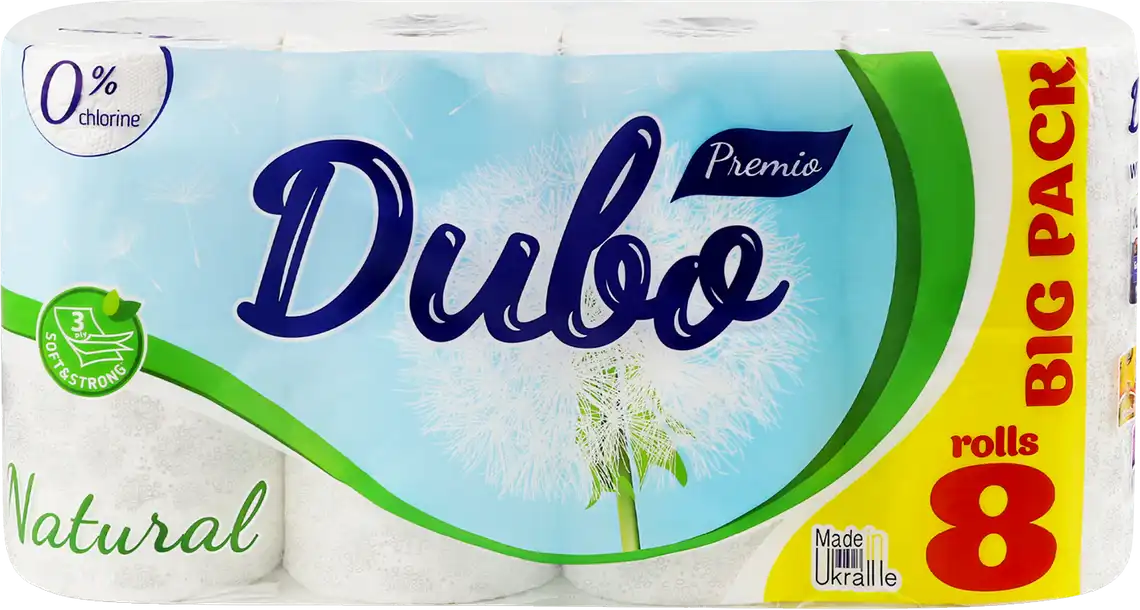 Папір туалетний Диво Premio Natural 3-х шаровий 8 шт