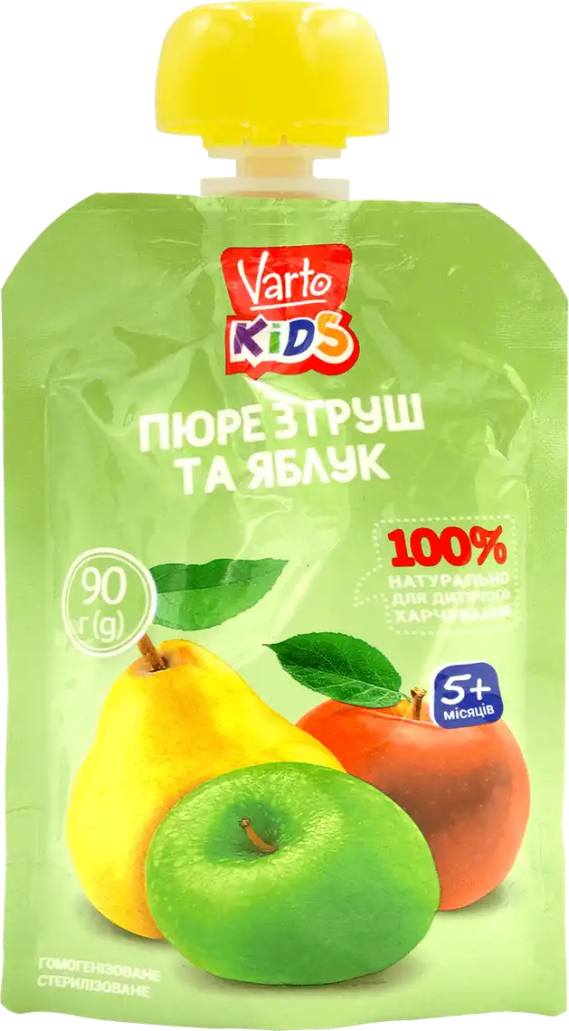 Пюре Varto KIDS стерилізоване гомогенізоване для дитячого харчування з груш та яблук 90 г