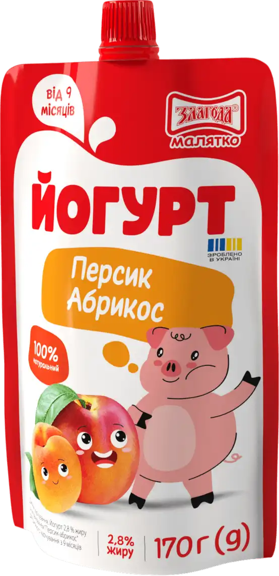 Йогурт Злагода Персик та абрикос 2.8% 170 г