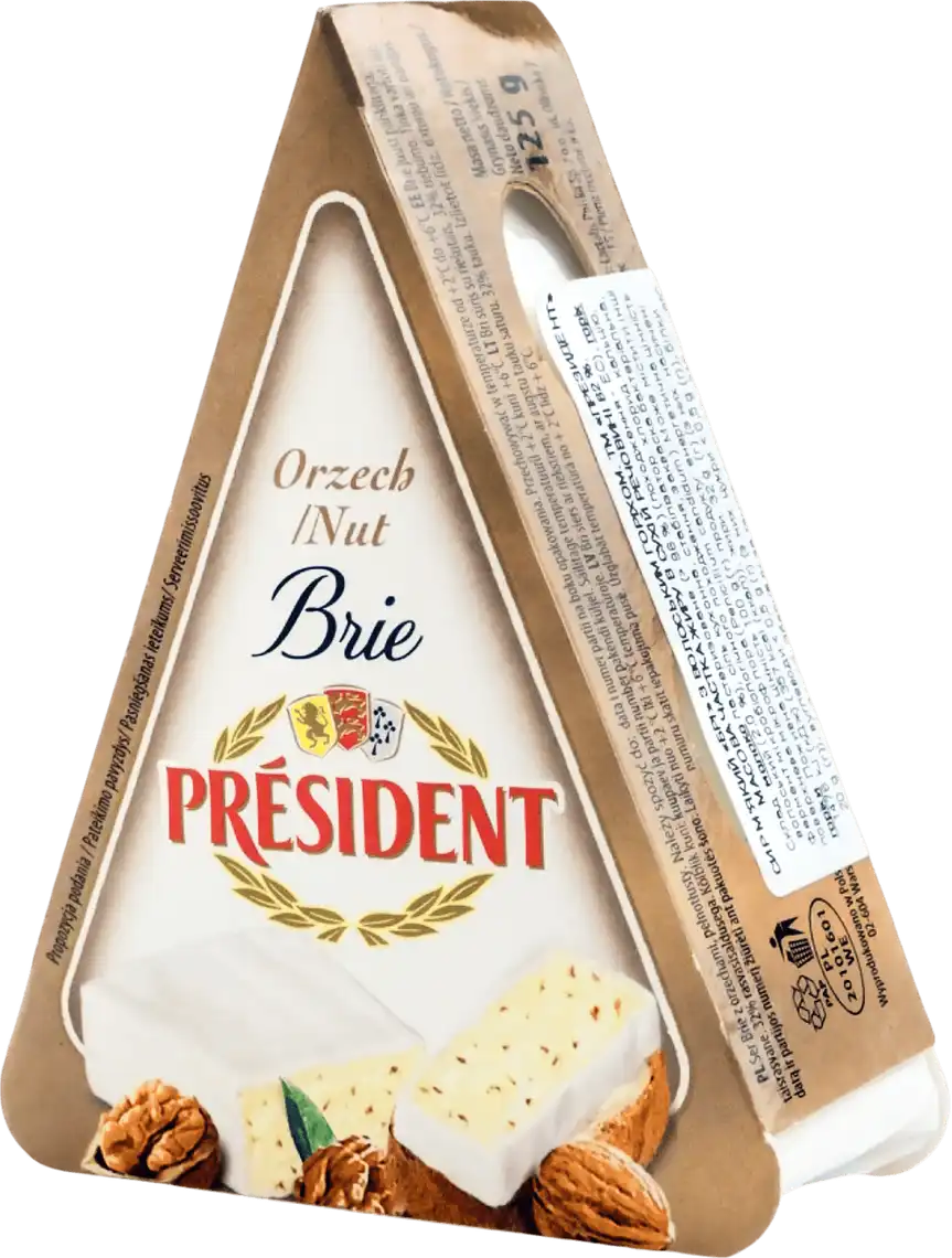 Сир President Brie з волоським горіхом 62% 125 г