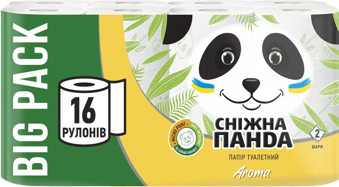 Папір туалетний Сніжна панда Aroma 2-x шаровий 16 шт