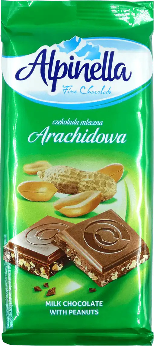 Шоколад Alpinella молочний з арахісом 90 г