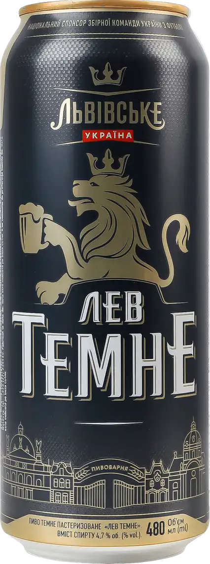 Пиво Львівське Лев Темне темне пастеризоване 4.7% 480 мл