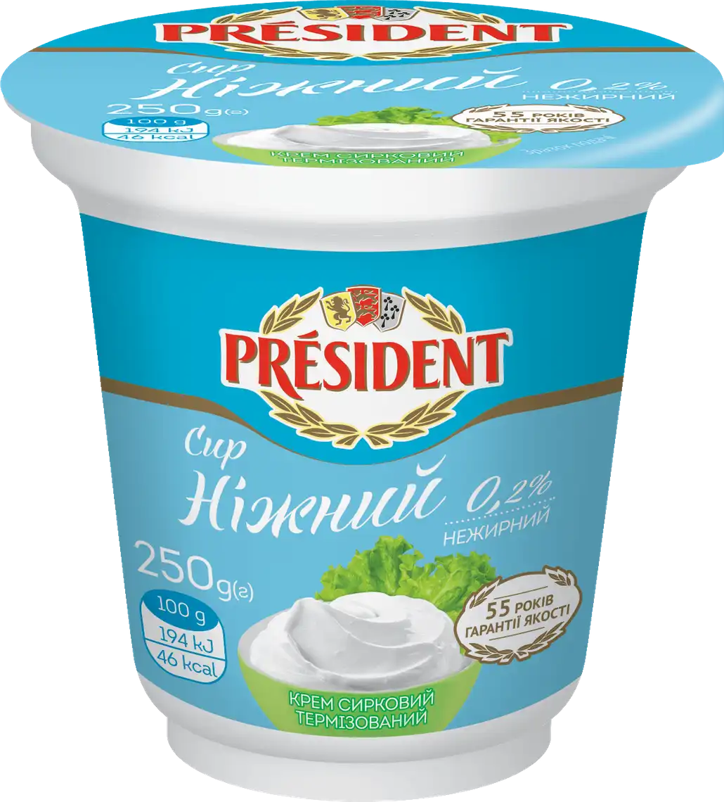 Cир President Ніжний нежирний 250 г