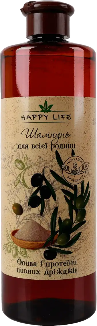 Шампунь Happy Life з протеїнами оливок та пивних дріжджів 1 л