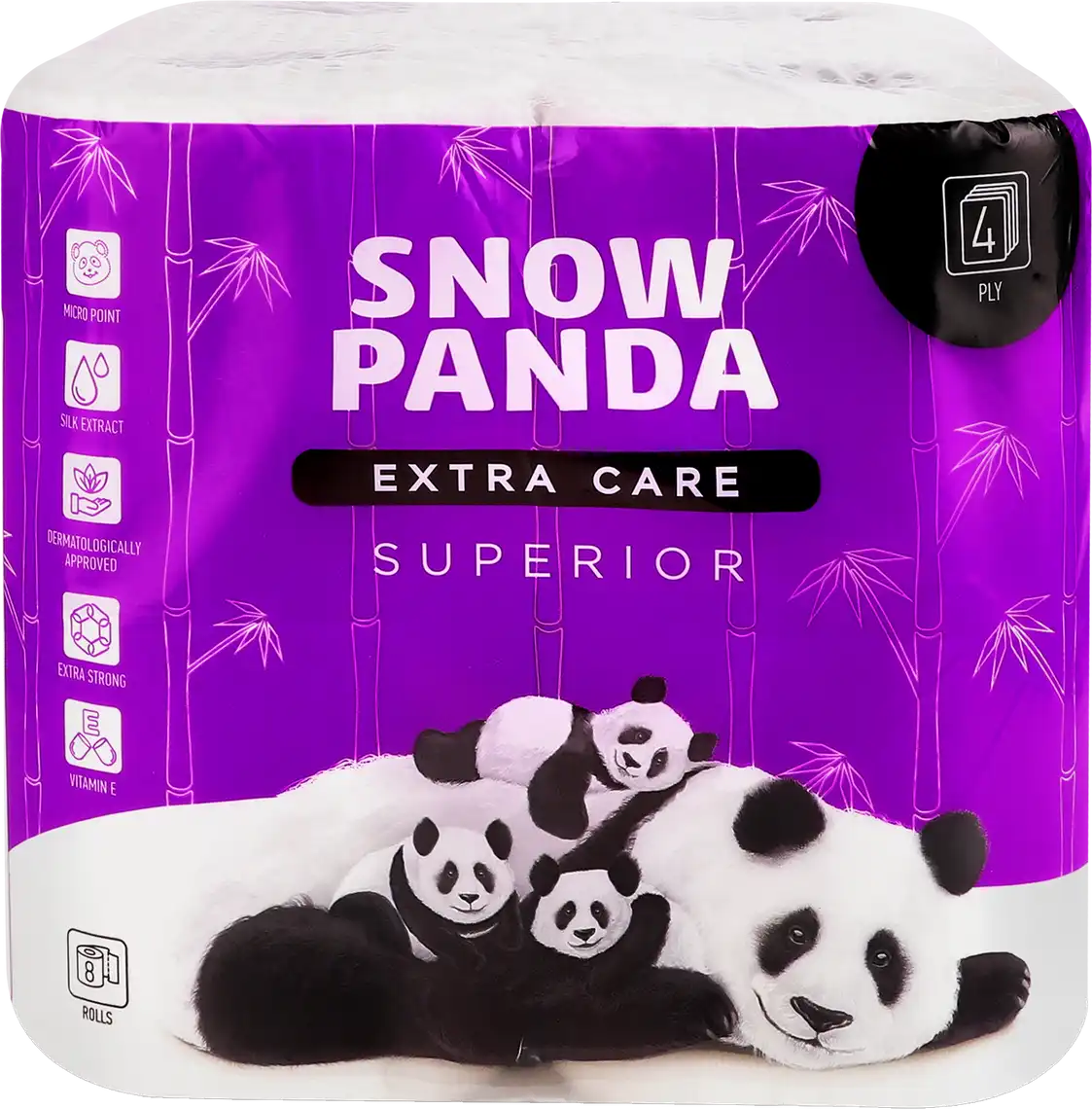 Папір туалетний Сніжна панда Extra care Superior 4-шарова 8 шт