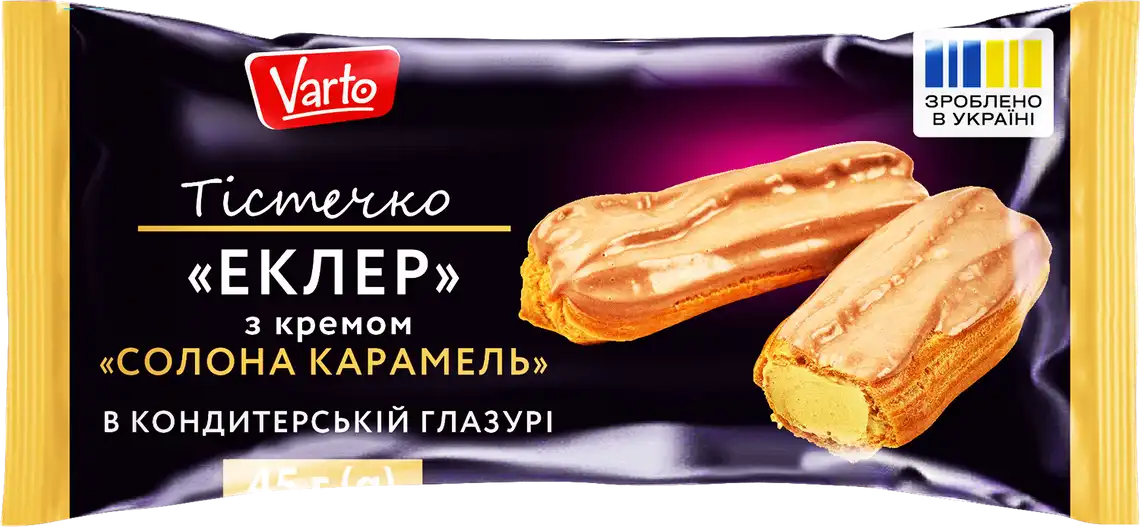 Еклер Varto з солоною карамеллю в кондитерській глазурі 45 г