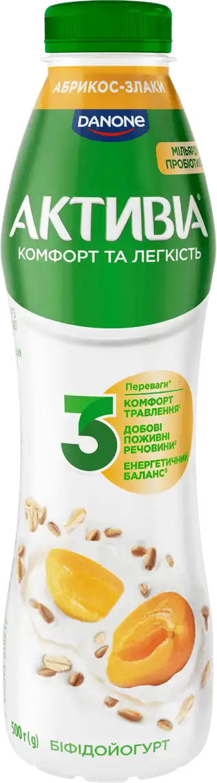 Йогурт Активiа Абрикос та злаки 1.2% 500 г