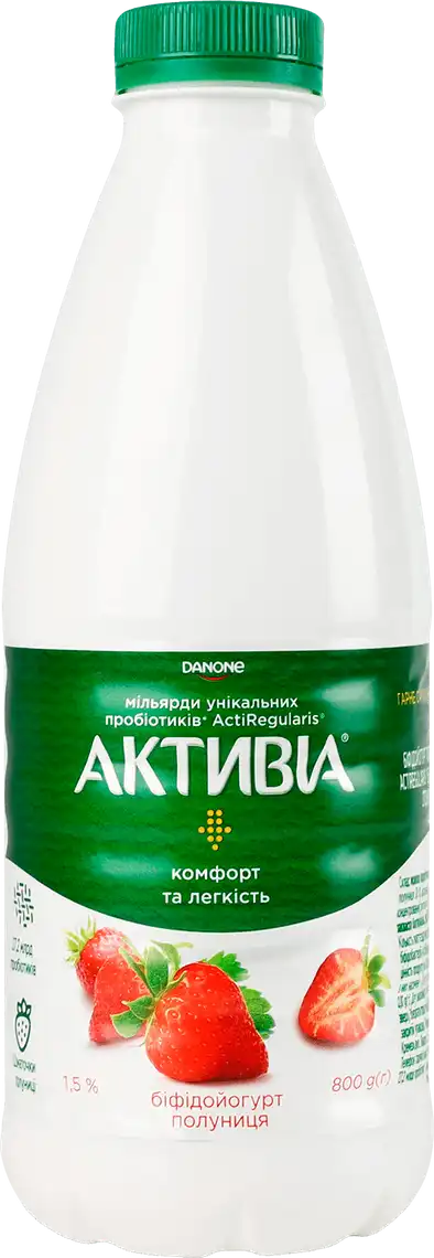 Біфідойогурт Активіа Полуниця 1.5% питний 800 г