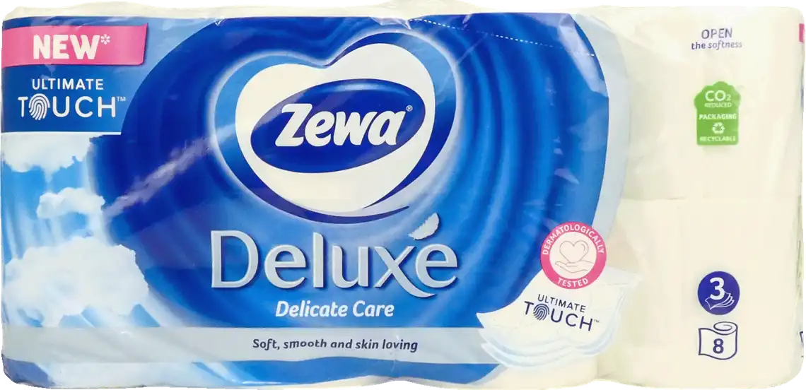 Папір туалетний Zewa Deluxe Delicate Care 3-х шаровий білий 8 шт