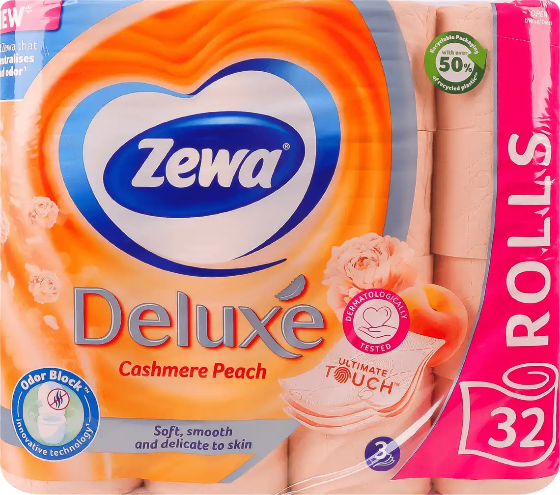 Папір туалетний Zewa Deluxe Персик 3-шаровий 32 шт