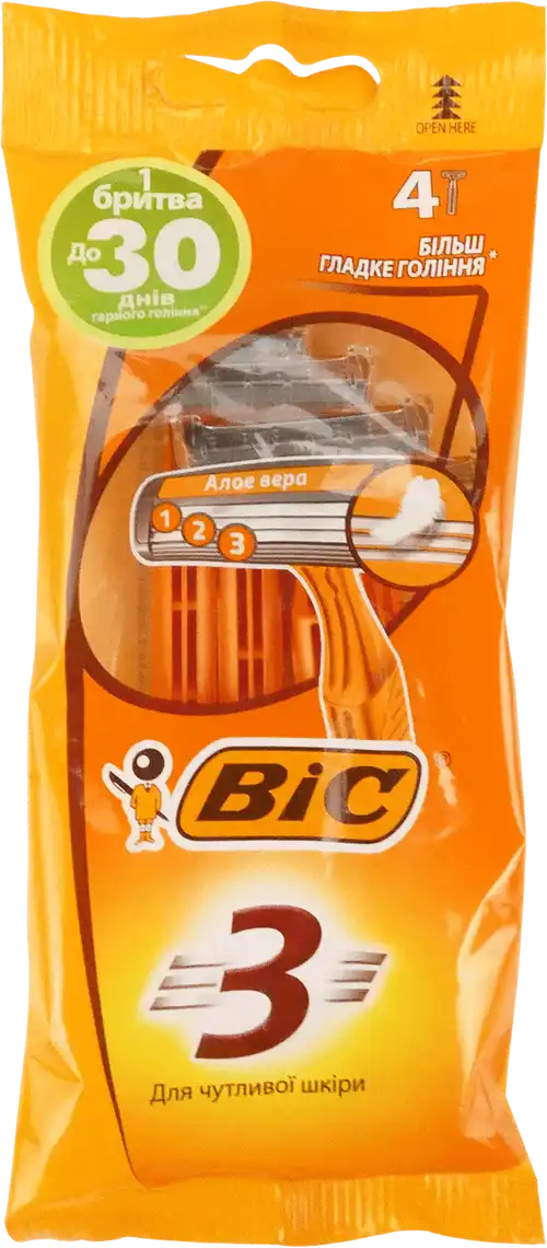 Набір бритв без змінних картриджів Bic Sensitive 3 чоловічий 4 шт