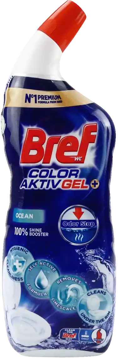 Гель для чищення та дезінфекції унітазів Bref Екселенс Колор Актив + Яскравий блиск Океан 700 мл