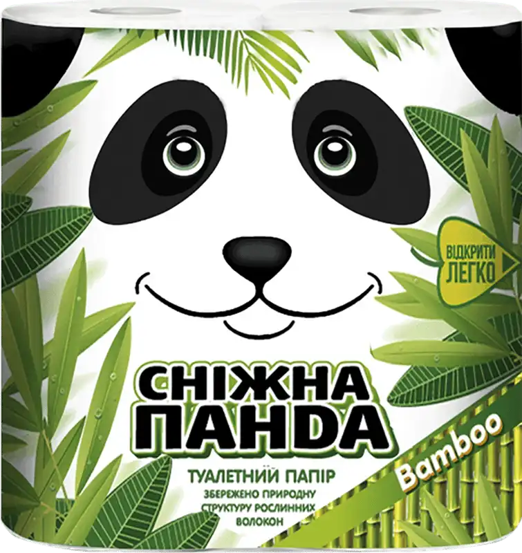 Папір туалетний Сніжна панда Bamboo 2-шаровий 150 аркушів 4 шт