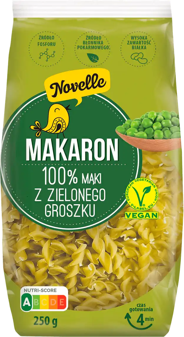 Макарони Novelle Спіралі із зеленого горошку 250 г