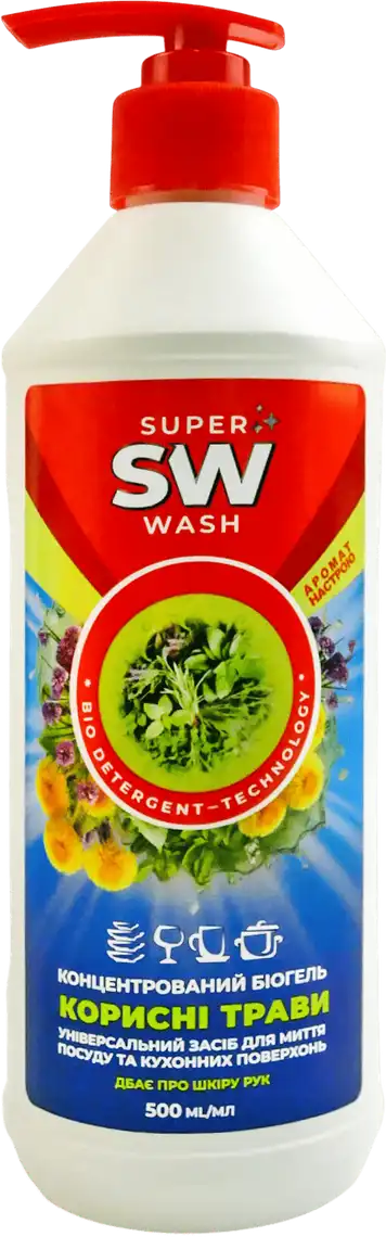 Гель для посуду Super Wash Корисні трави Біо 7 в 1 500 мл