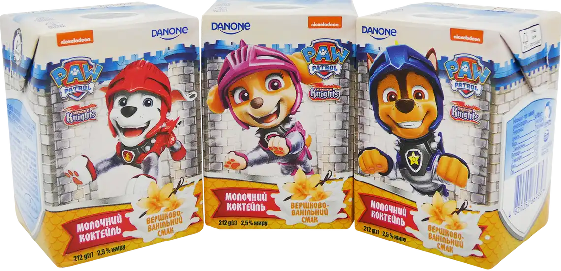 Коктейль молочний Danone Paw Patrol вершково-ванільний 2.5% 212 г