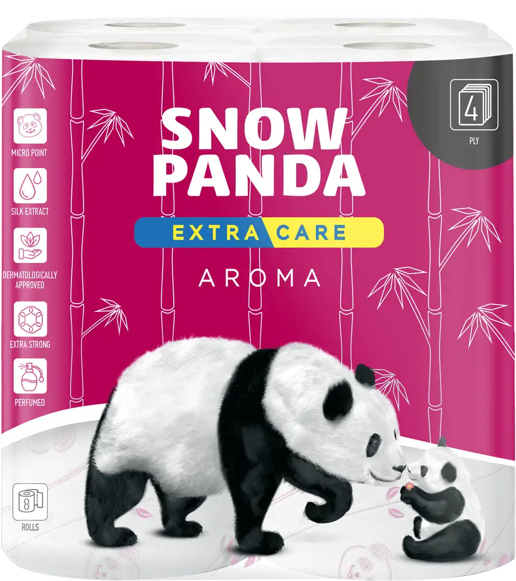 Папір туалетний Сніжна панда Extra care Aroma 4 шари 8 шт