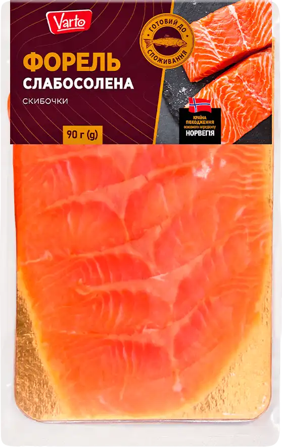 Форель Varto філе-нарізка слабосолона 90 г