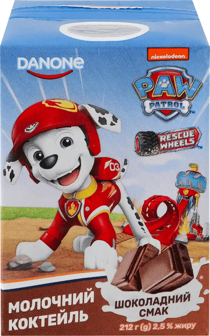 Коктейль молочний Danone Paw Patrol шоколадний 2.5% 212 г