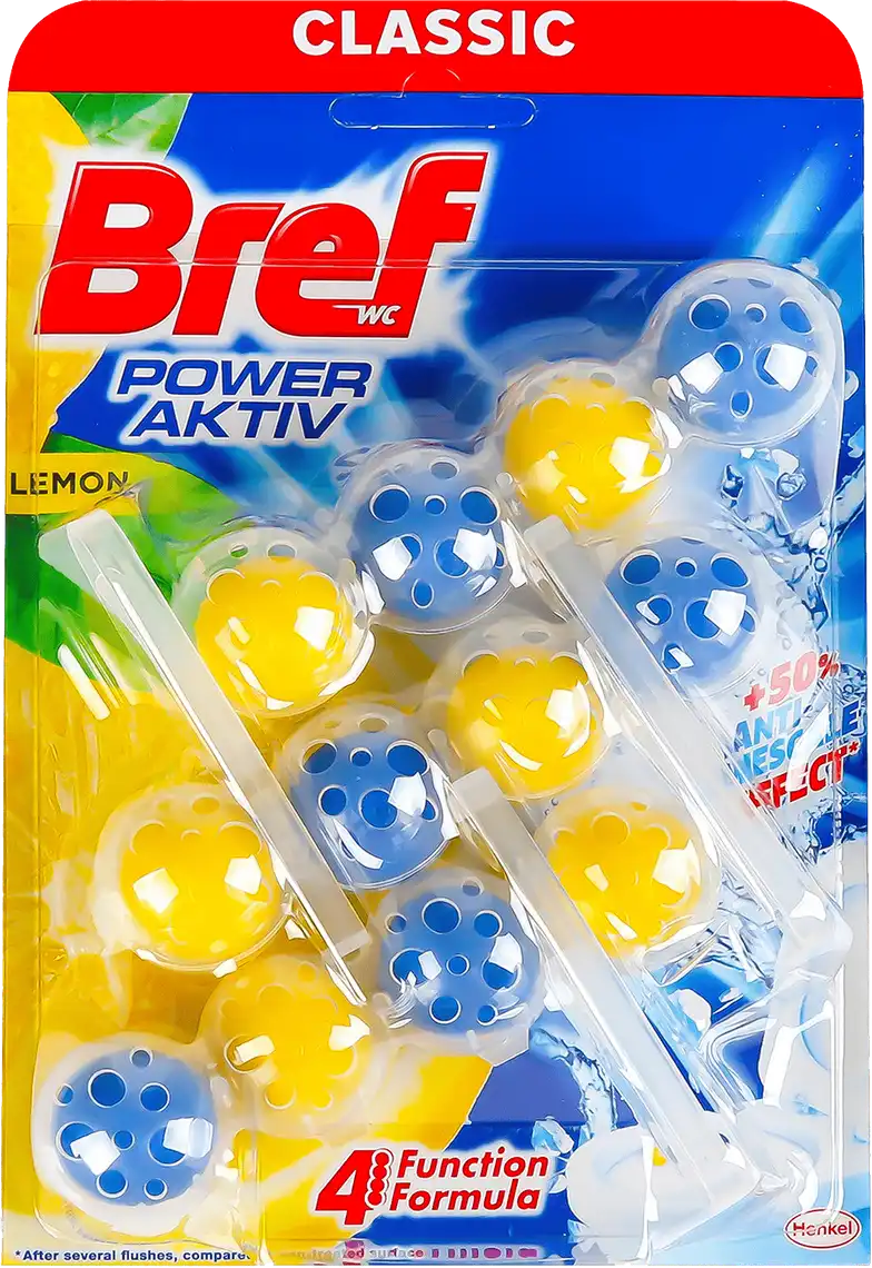 Туалетний блок Bref Power Aktiv Лимонна свіжість 3х50 г