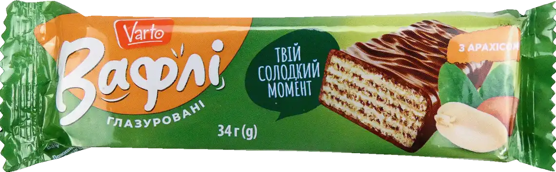 Вафлі Varto з арахісом глазуровані 34 г