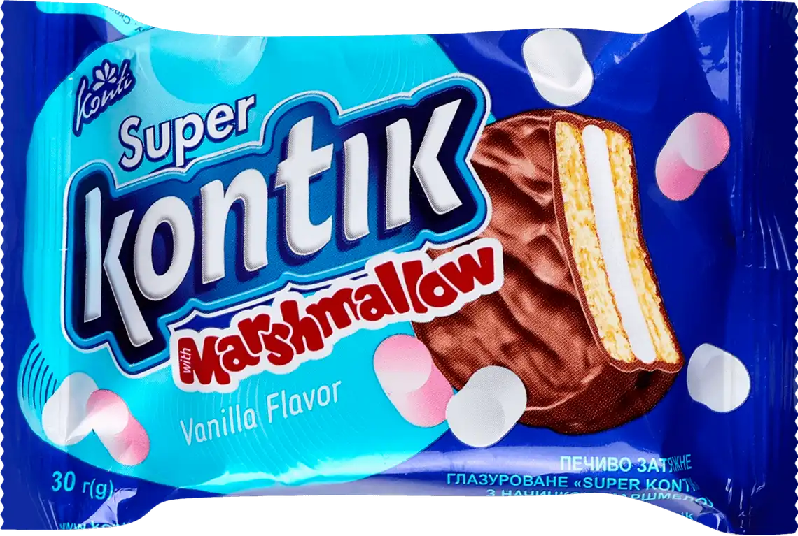 Печиво Konti Супер Контік з маршмеллоу зі смаком ванілі 30 г