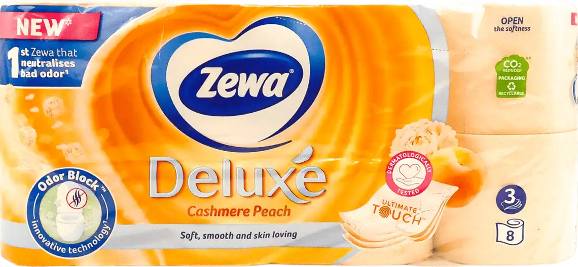 Папір туалетний Zewa Deluxe Сashmere Peach 3-х шаровий 8 шт