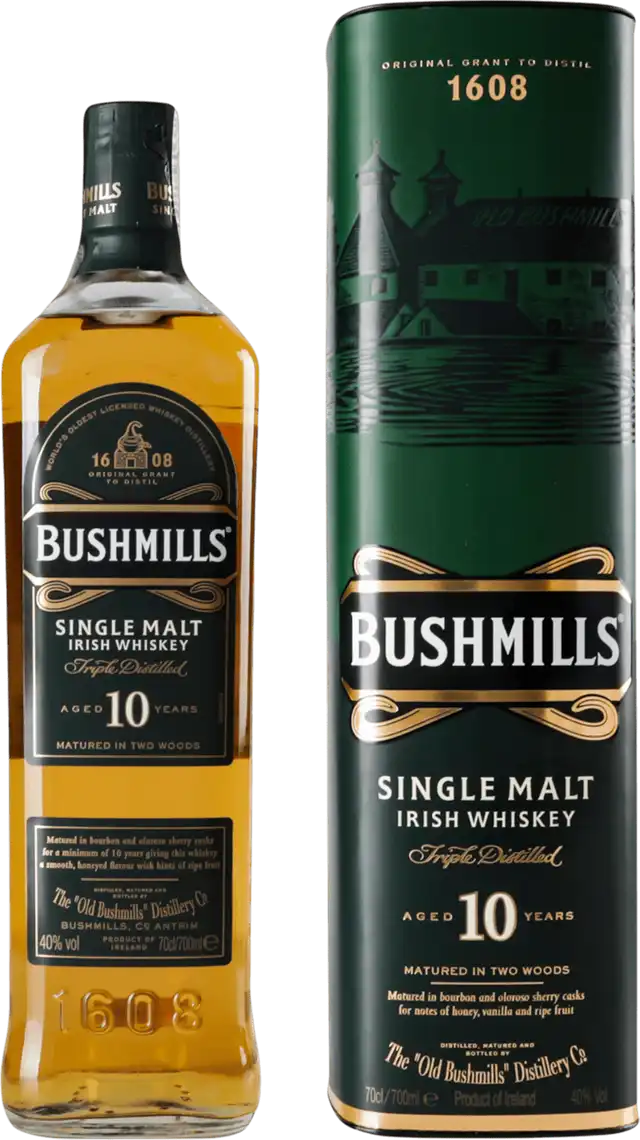 Віскі Bushmills 10 років витримки 40% в подарунковій упаковці 0,7 л