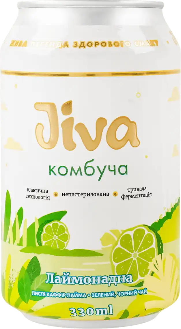 Комбуча Jiva Лаймонадна з настоєм листя каффір лайму 340 г