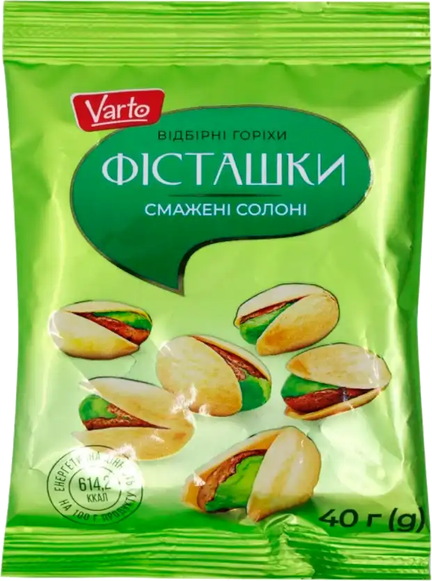 Горіхи Varto Фісташки смажені солоні 40 г
