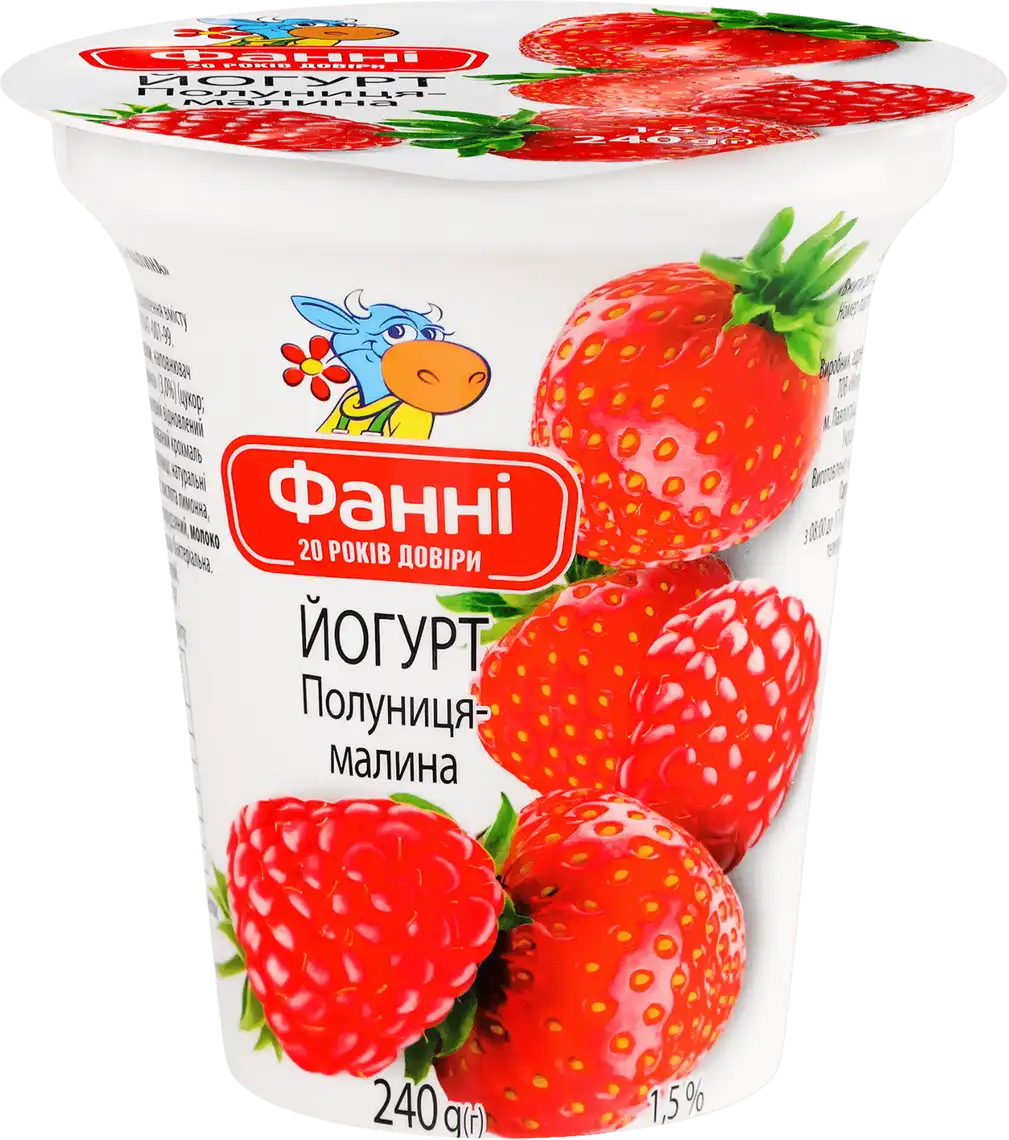 Йогурт Фанні полуниця-малина 1,5% 240 г