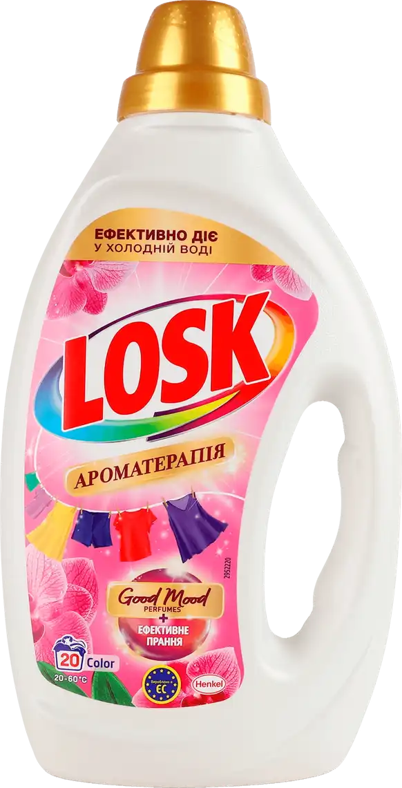 Гель для прання Losk Ароматерапія Color Ефірні масла та аромат Малазійської квітки 990 мл