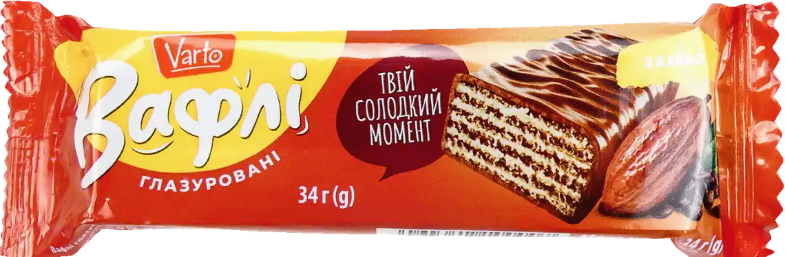 Вафлі Varto з какао глазуровані 34 г