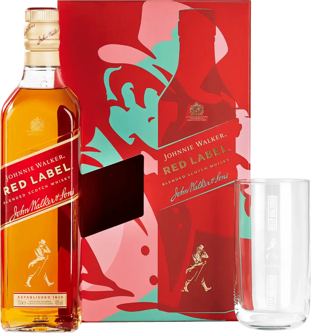 Віскі Johnnie Walker Red Label купажований 4 роки витримки 40% 1 склянка у подарунок  700 мл