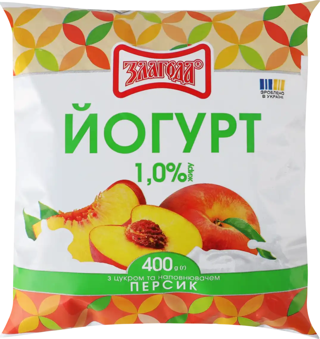 Йогурт Злагода персик 1% 400 г