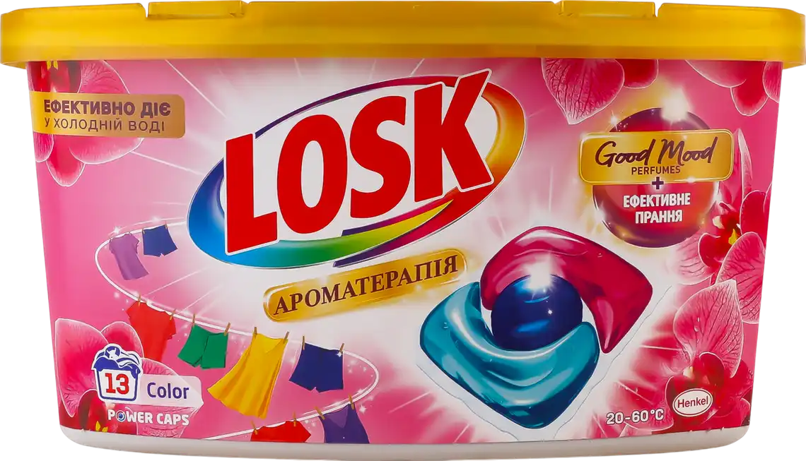 Капсули для прання Losk Power Caps Ароматерапія Ефірні масла та аромат Малазійська квітка 13 шт