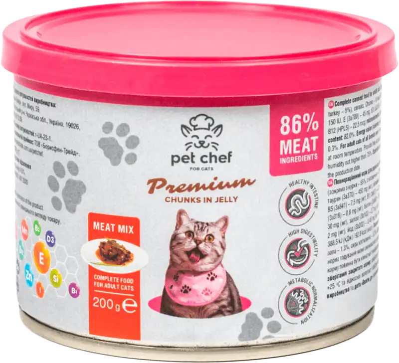 Корм для котів Pet Chef М'ясний мікс вологий 200 г