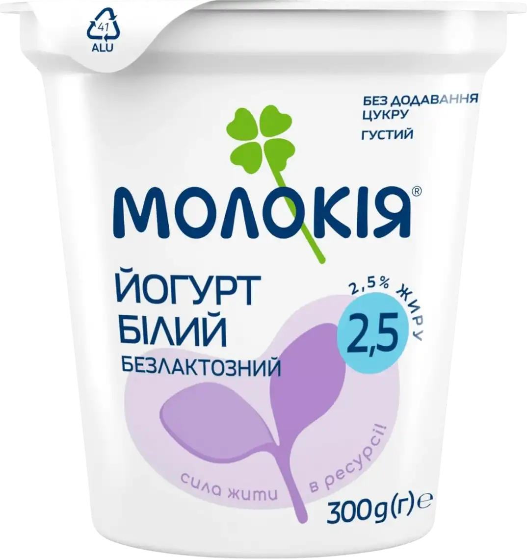 Йогурт Молокія білий безлактозний густий 2.5% 300 г