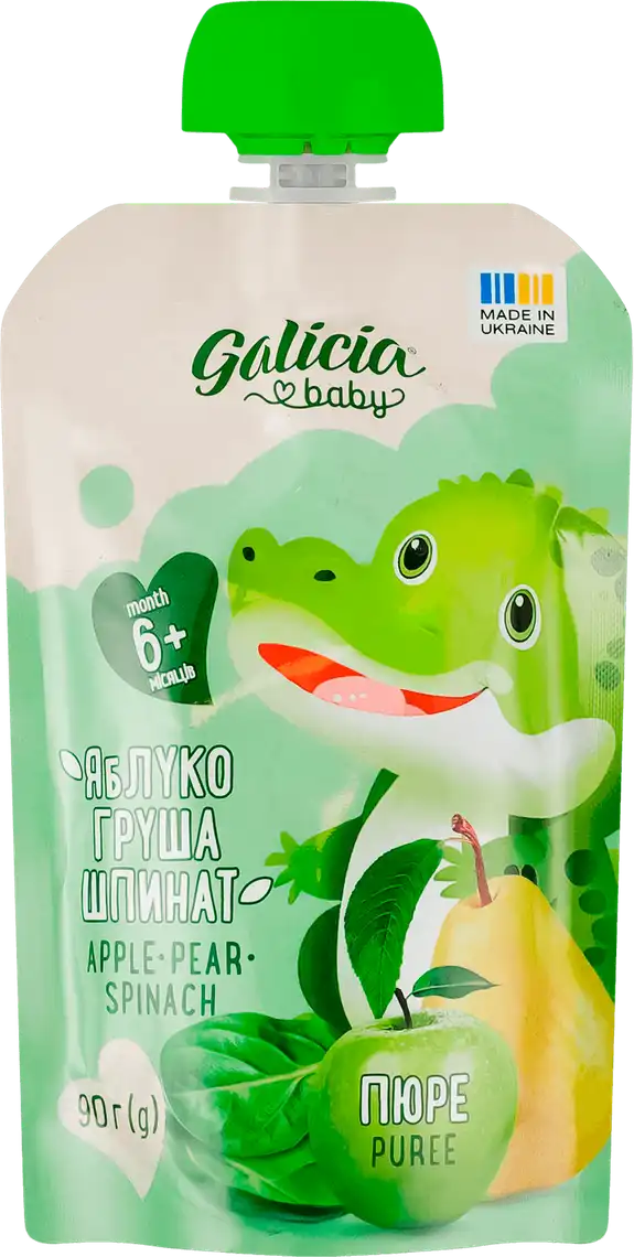Пюре Galicia яблучно-грушево-шпинатне 90 г