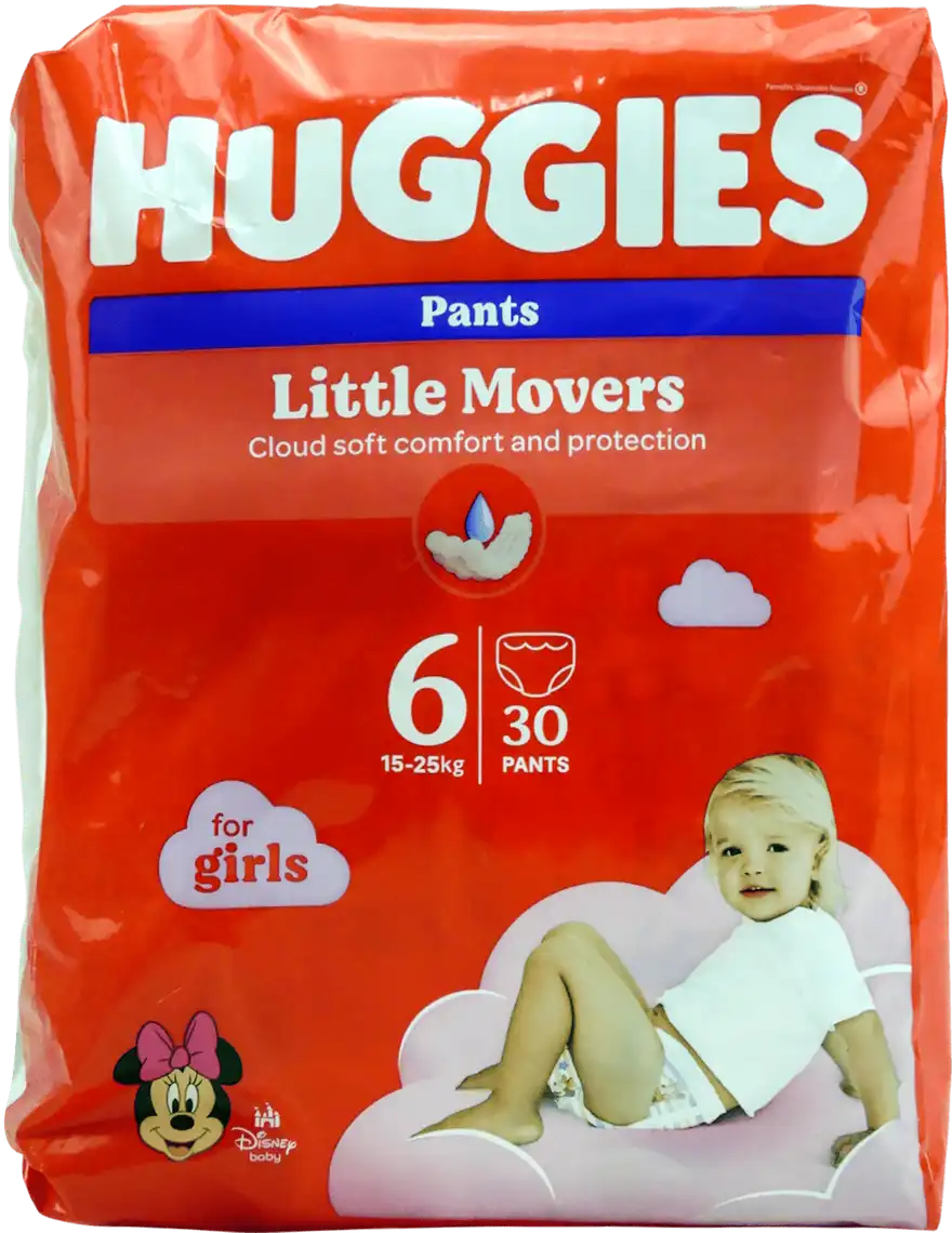 Підгузки-трусики Huggies Pants для дівчаток розмір 6 (15-25 кг) 30 шт.