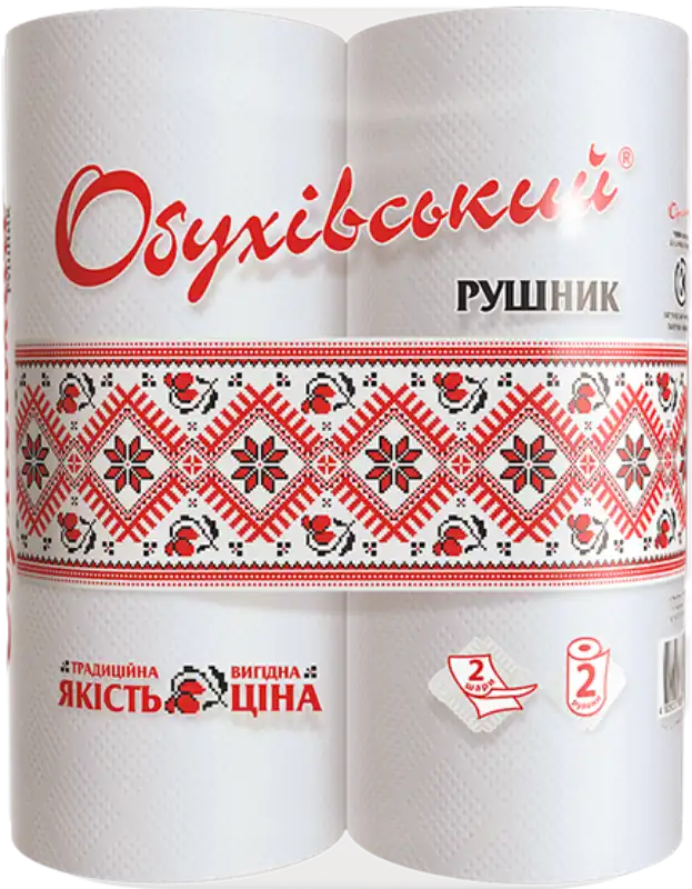 Рушники паперові Обухівський 2-шарові 2 шт
