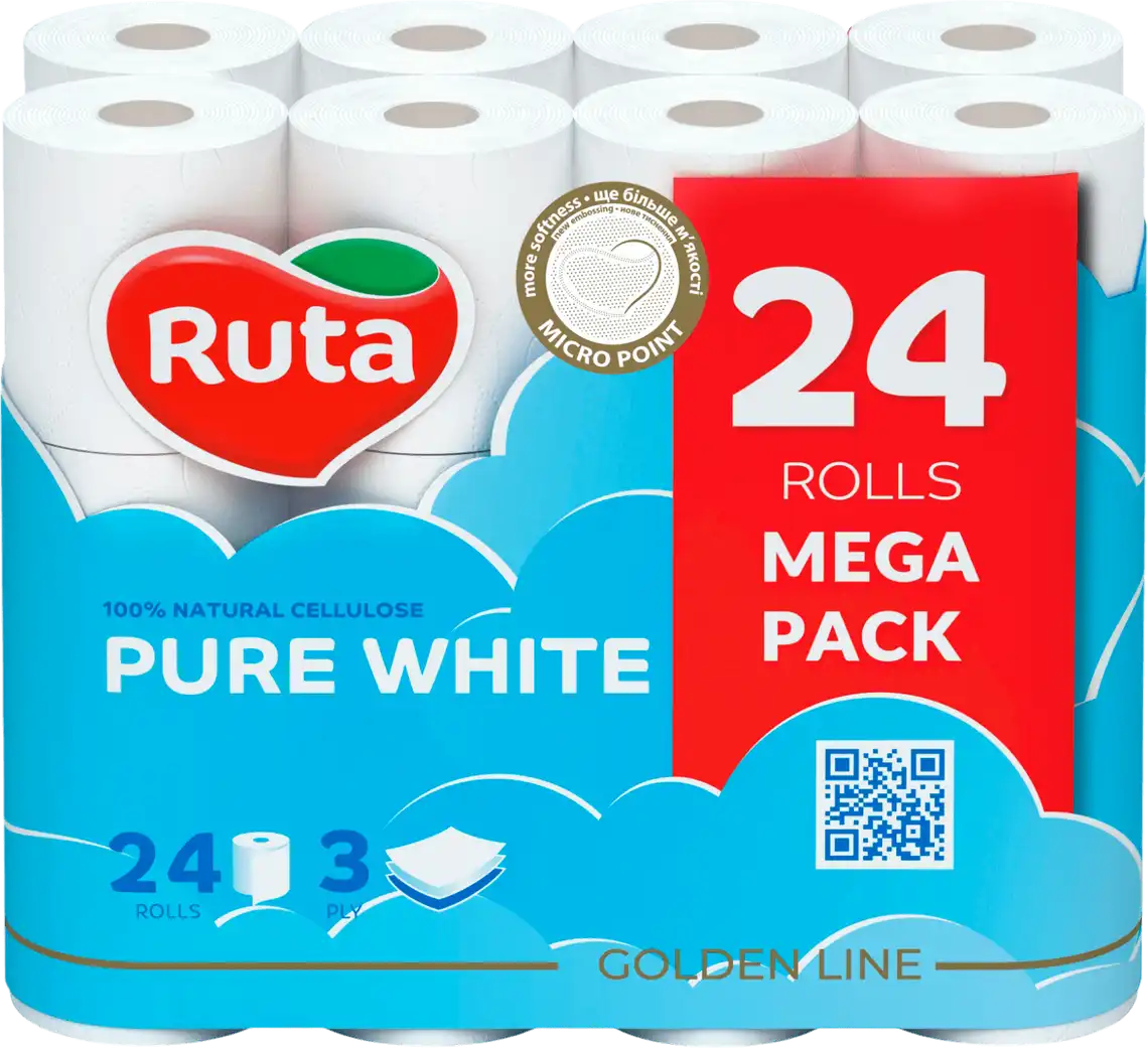 Туалетний папір Ruta Pure White 3 шари 24 шт