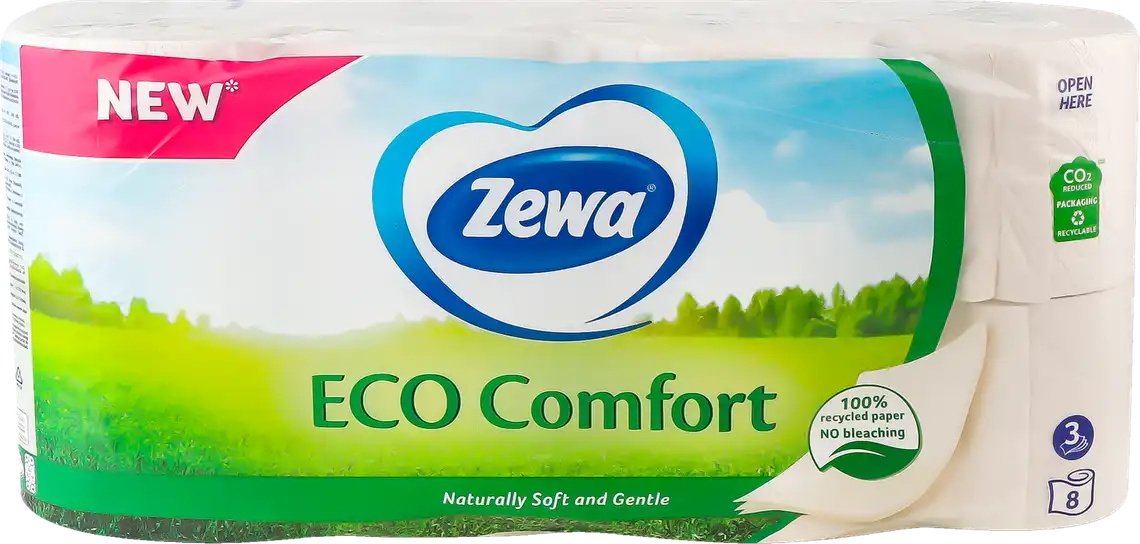 Папір туалетний Zewa Deluxe 3-х шаровий Eco Comfort 8 шт