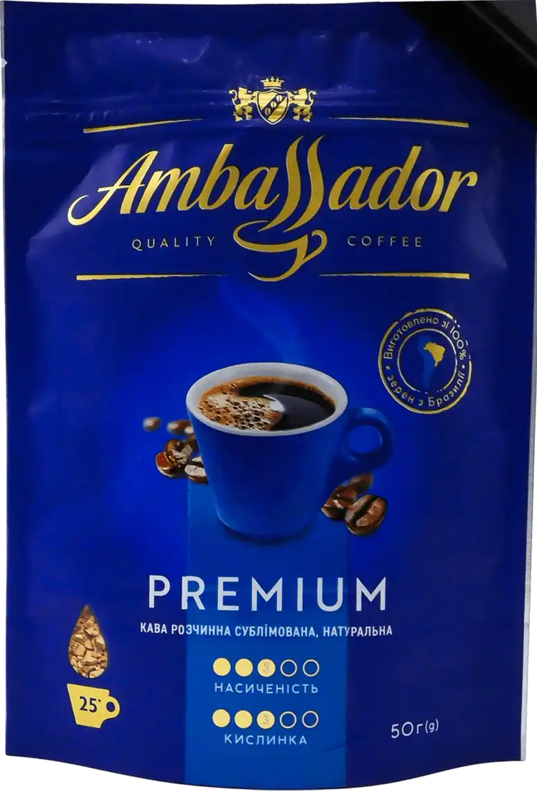 Кава Premium Ambassador натуральна розчинна сублімована 50 г
