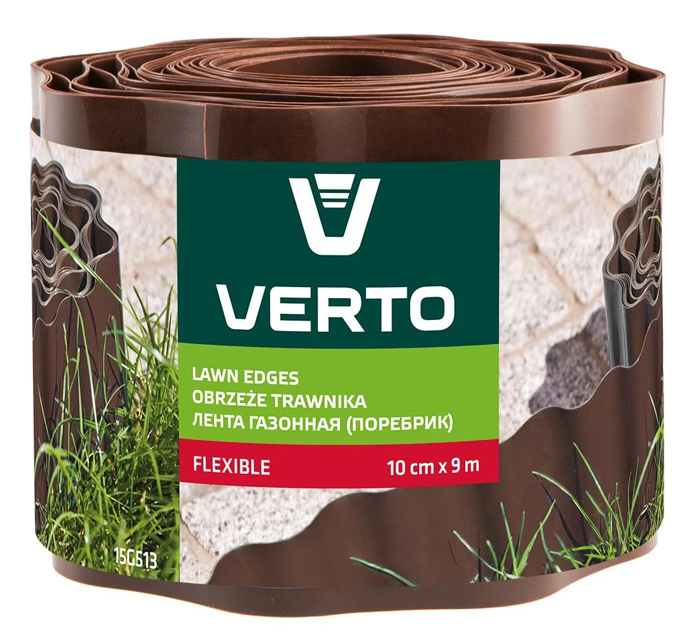 Стрічка газонна Verto 10см x 9м, коричнева