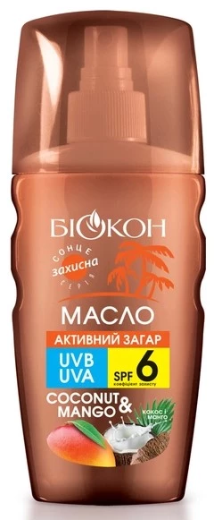 Олія Активна засмага Біокон Кокос і манго SPF-6, 160 мл