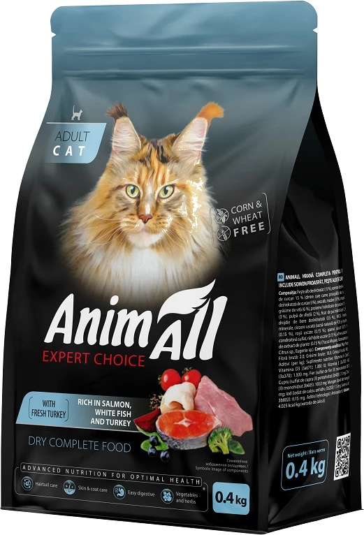 Корм сухий для котів AnimAll з лососем білою рибою та свіжою індичкою 0.4 кг (178602)